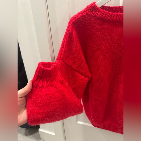 Hand knit Red Sweater - Picture 2 of 9